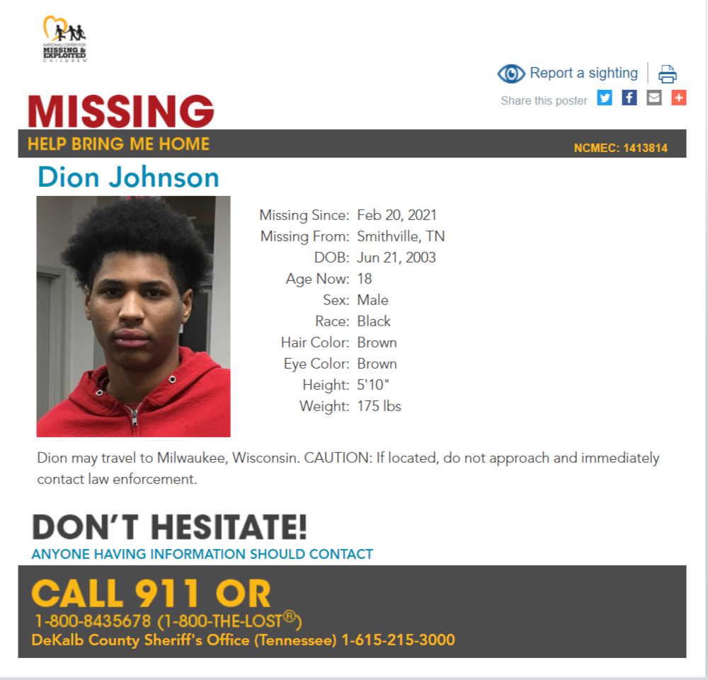 Dion Johnson NCMC1413814c1 2021-02-20 Smithville TN - Middle TN