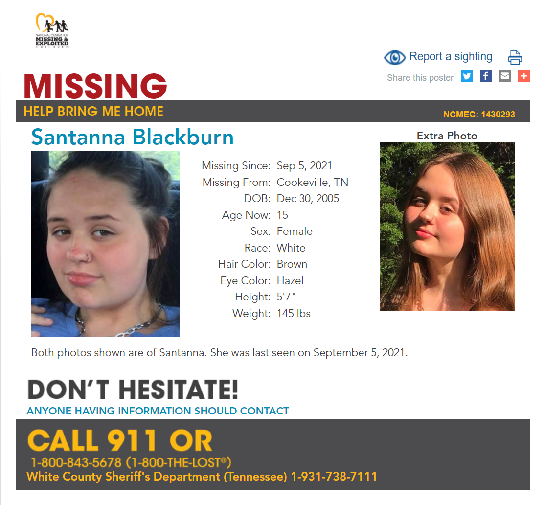 Santanna Blackburn NCMC1430293c1 poster 2021-09-05 - Cookeville TN - Middle TN
