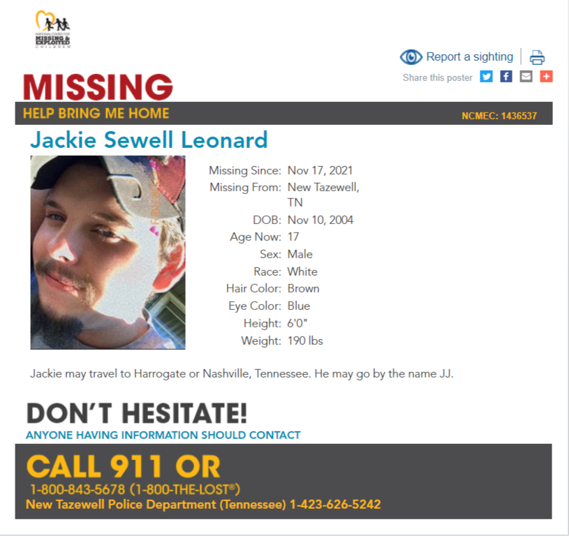Jackie Sewell Leonard NCMC1436537c1 2021-11-17 - New Tazewell - East TN