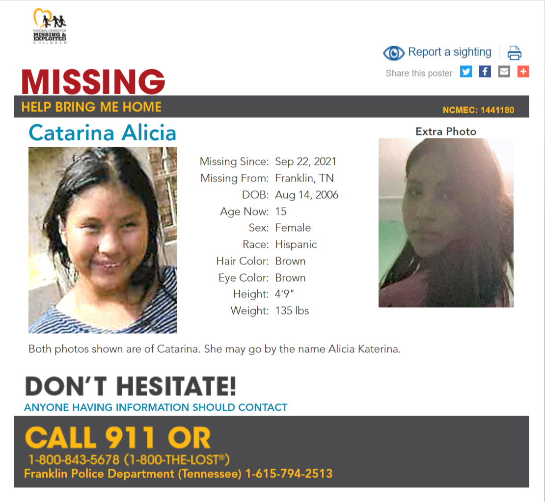 Catarina Alicia NCMC1441180c1 poster 2021-09-22 - Franklin TN - Middle TN