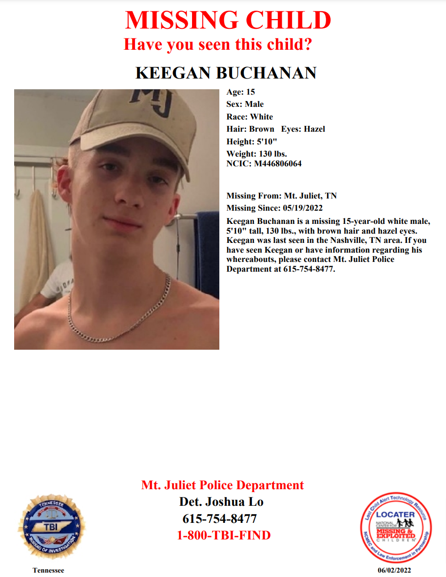 Keegan Buchanan - TBI poster - 2022-05-19 - Mt Juliet TN - Middle TN
