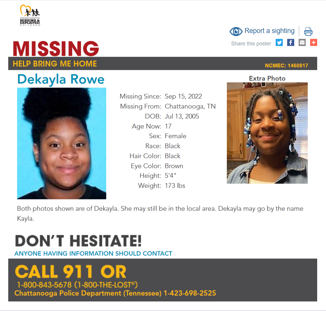 Dekayla Rowe NCMC1460817c1 poster 2022-09-15 - Chattanooga TN - East TN