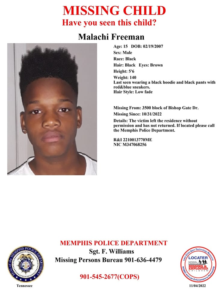 Malachi Freeman MPD Poster – 2022-10-31 – Memphis TN – West TN