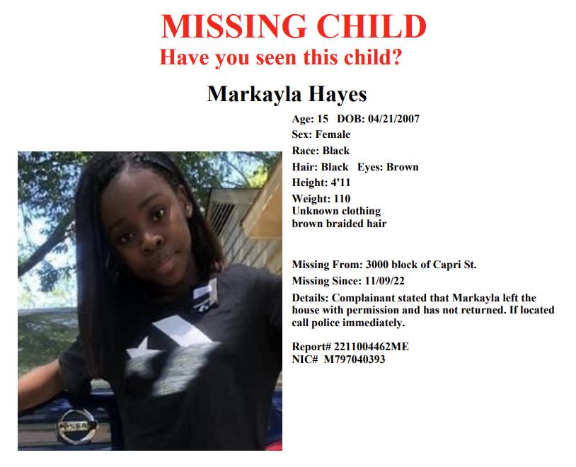Markayla Hayes MPD poster 2022-11-09 – Memphis TN – West TN