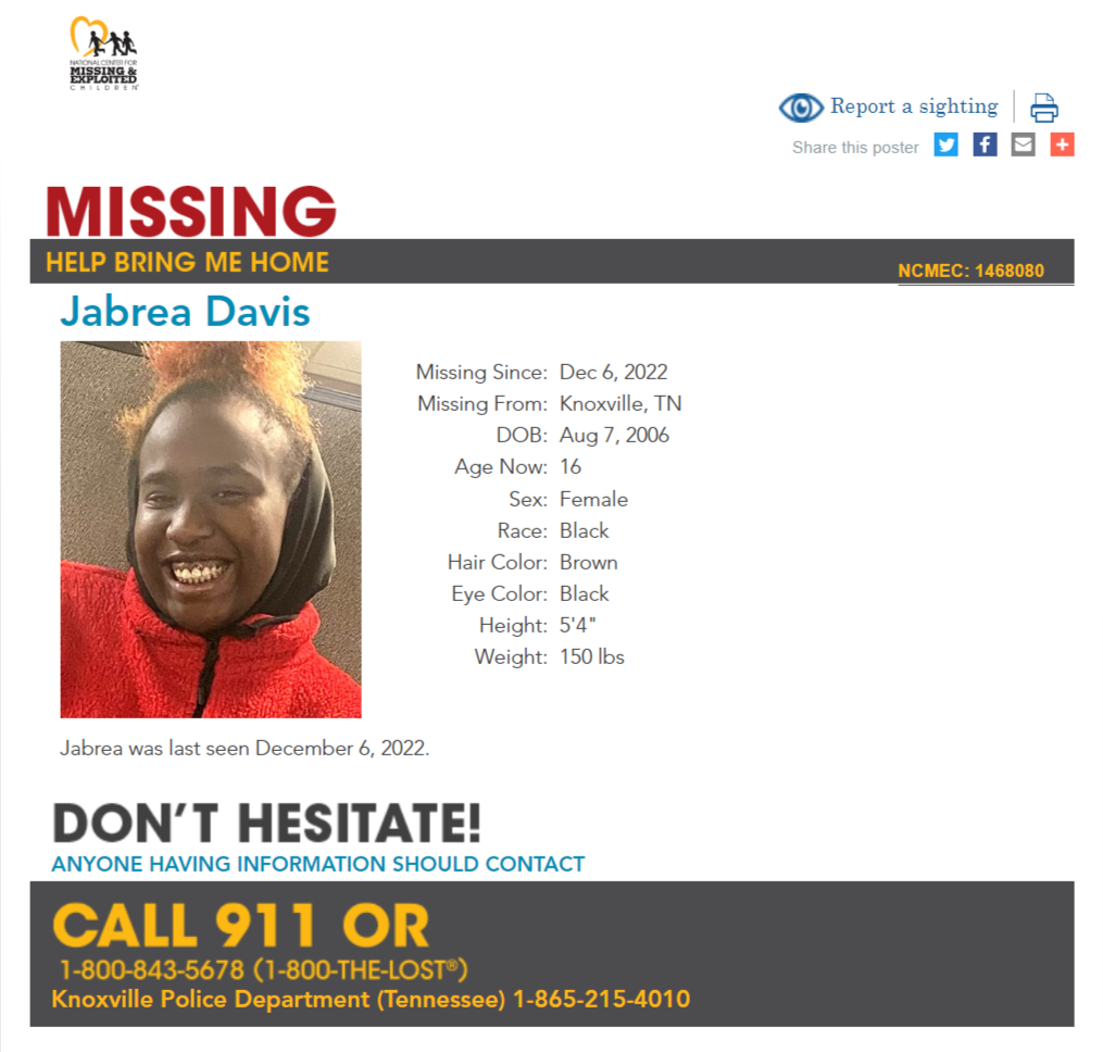 Jabrea Davis NCMC1468080c1 poster 2022-12-06 - Knoxville TN - East TN