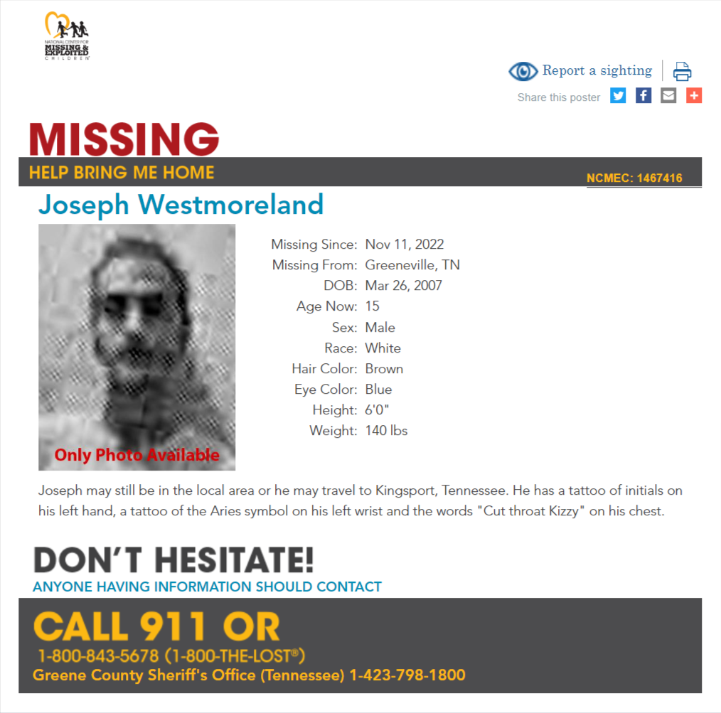 Joseph Westmoreland NCMC1467416c1 poster 2022-11-11 Greeneville TN - East TN