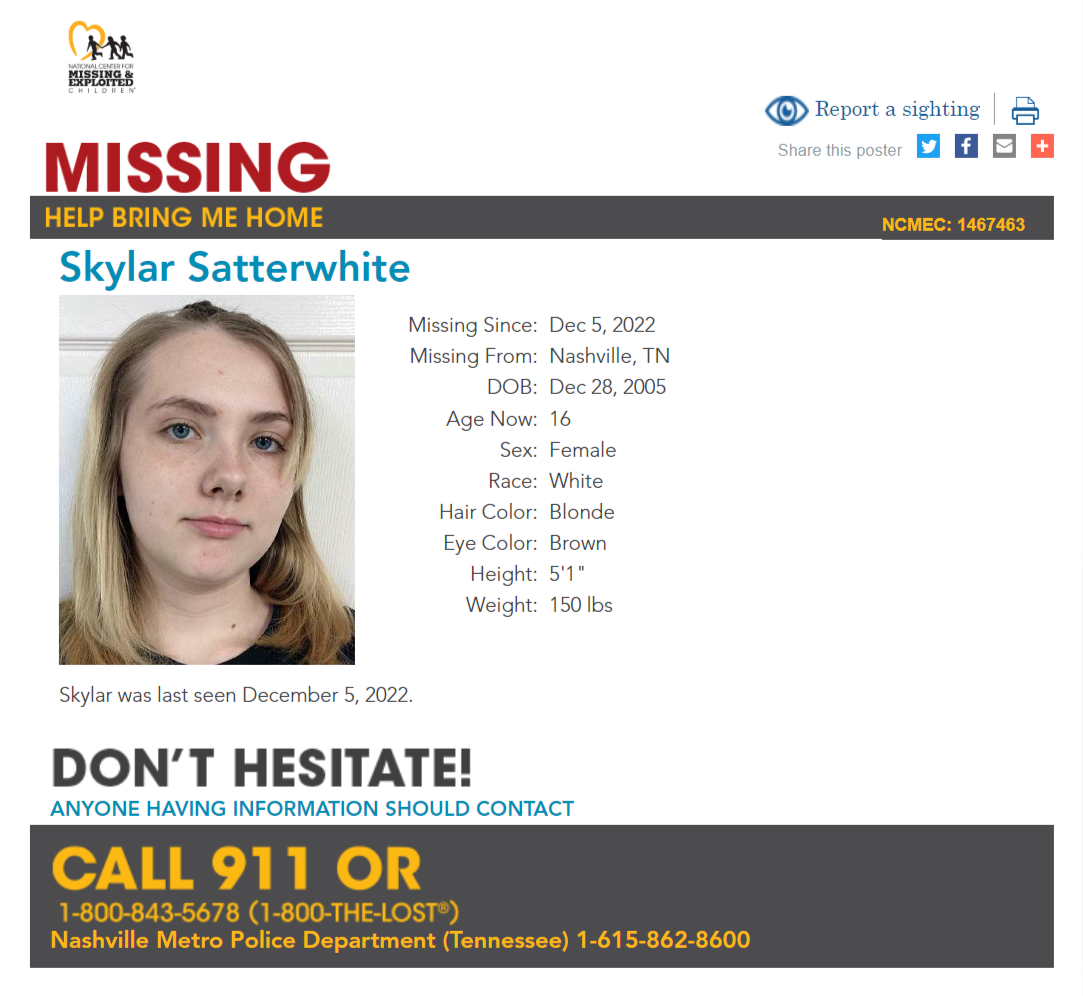 Skylar Satterwhite NCMC1467463c1 poster 2022-12-05 - Nashville TN - Middle TN