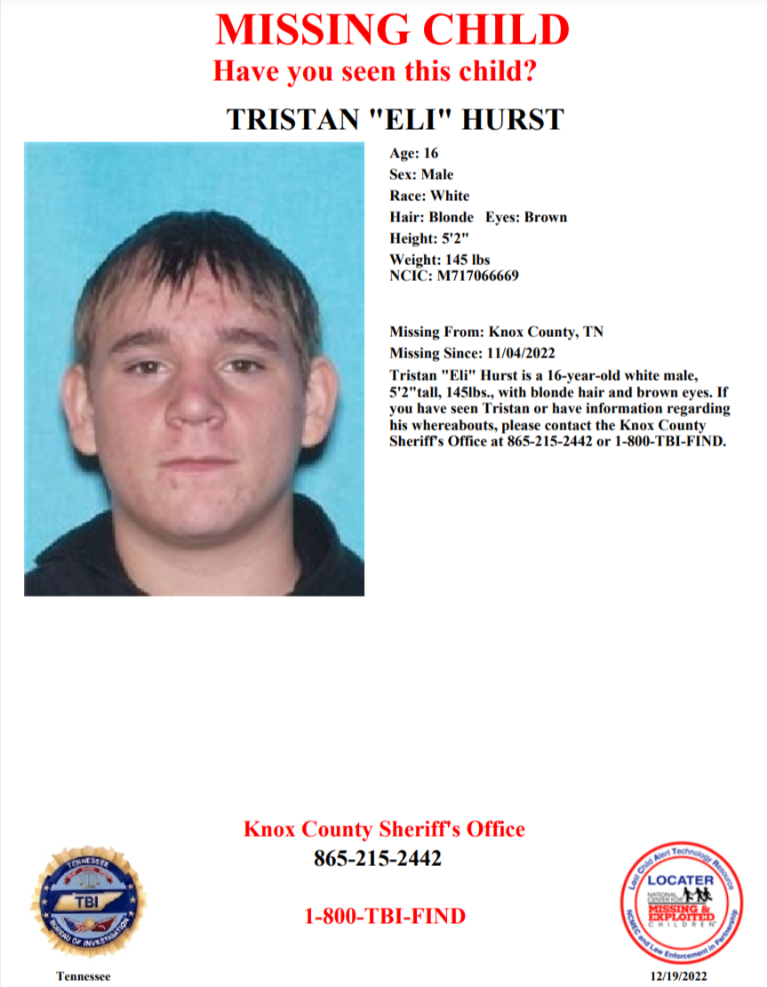 Tristan Eli Hurst TBI poster 2022-11-04 - Knox Co TN - East TN