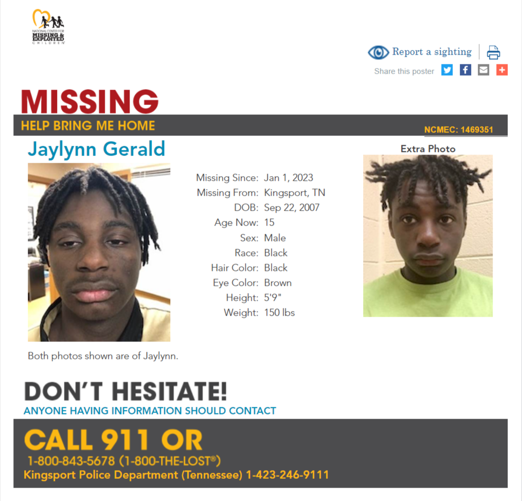 Jaylynn Gerald NCMC1469351c1 poster 2023-01-01 Kingsport TN - East TN