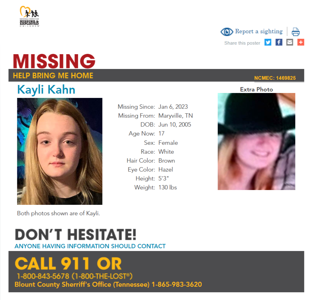 Kayli Kahn NCMC1469825c1 poster 2023-01-06 Maryville TN - East TN