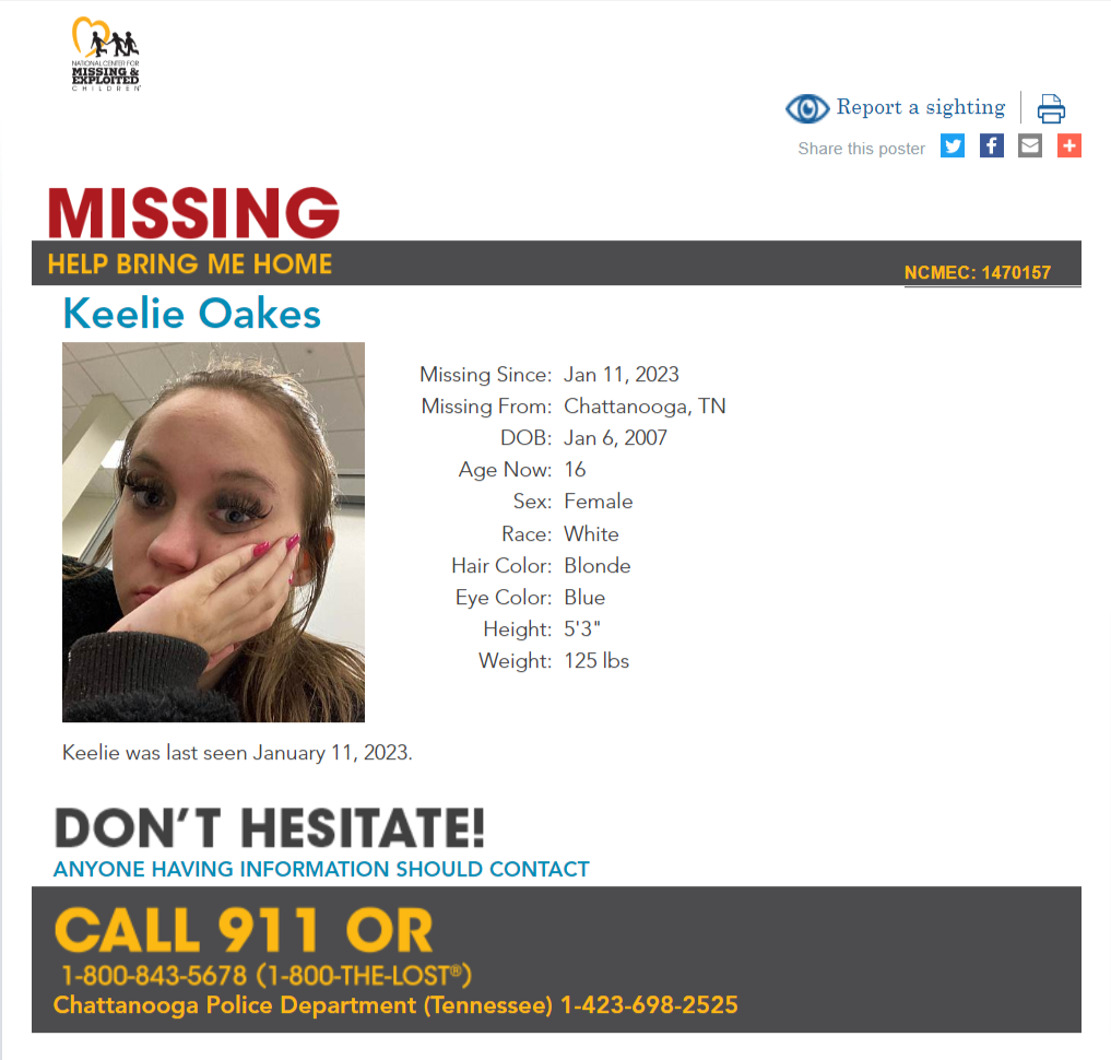 Keelie Oakes NCMC1470157c1 poster 2022-01-11 Chattanooga TN - East TN