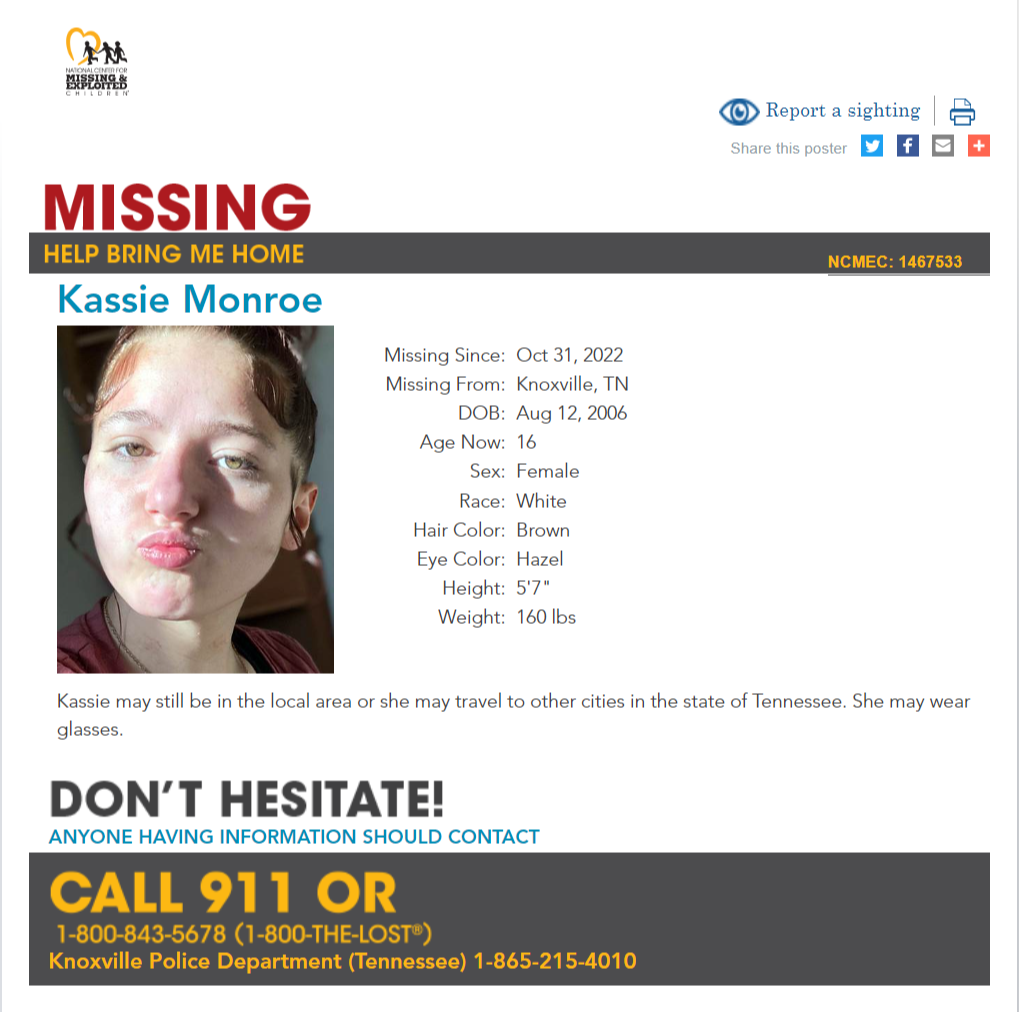 Kassie Monroe NCMC1467533c1 poster 2022-10-31 Knoxville TN - East TN