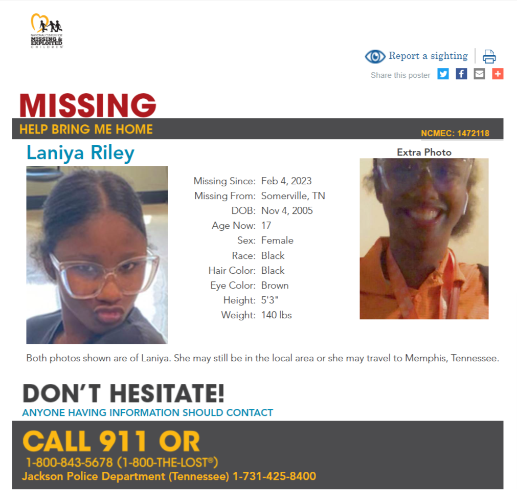 Laniya Riley NCMC1472118c1 poster 2023-02-04 Somerville TN - West TN