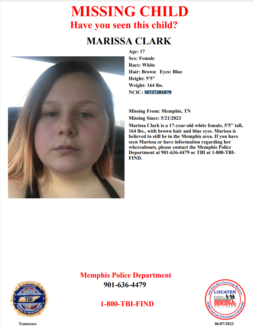 Marissa Clark TBI poster 2023-05-21 Memphis TN West TN