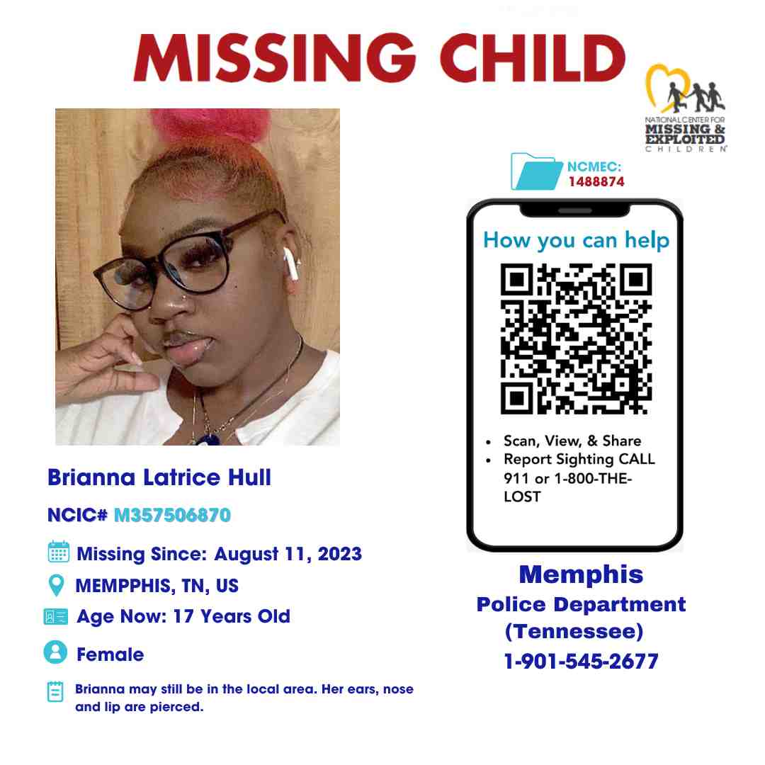 BRIANNA HULL - 17YO MISSING MEMPHIS, TN GIRL - WEST TN poster