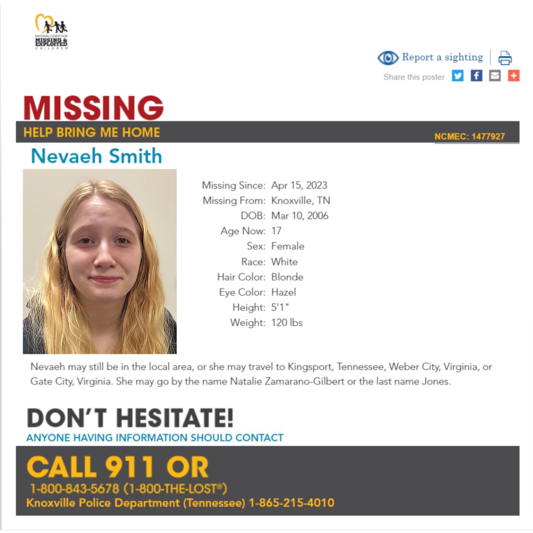 Nevaeh Smith NCMC NET poster - 2023-04-12 - Knoxville TN