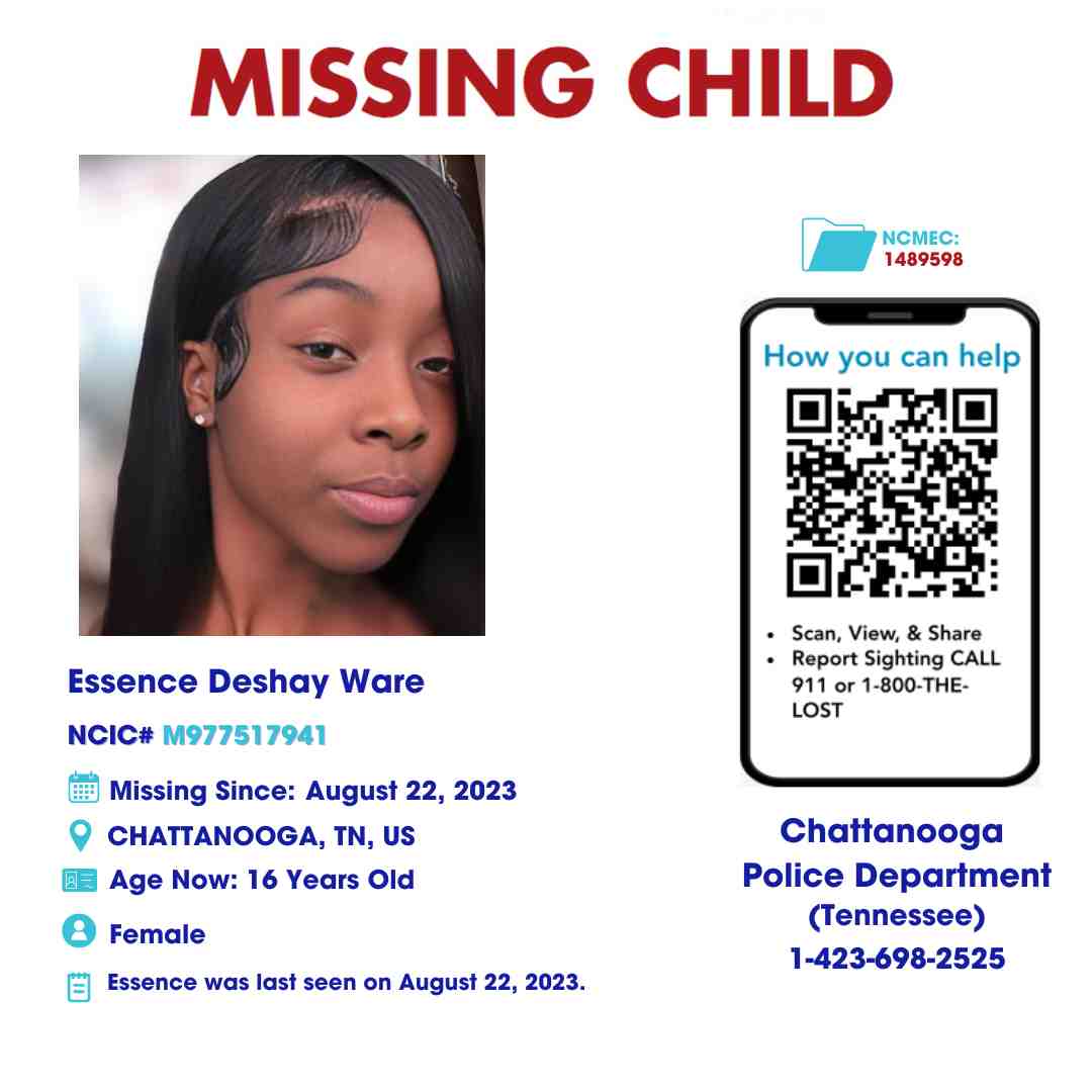 ESSENCE WARE - 16YO MISSING CHATTANOOGA, TN GIRL - EAST TN poster