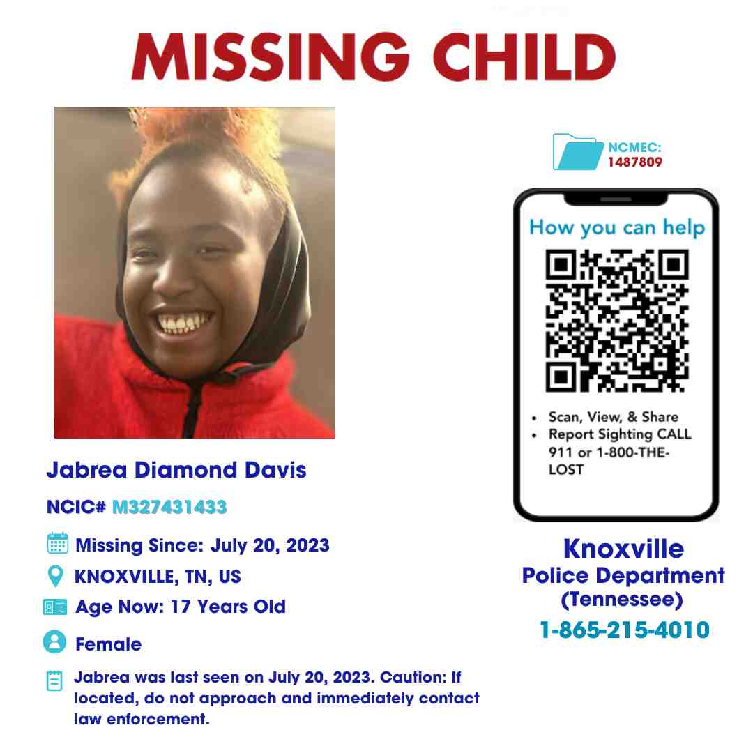 JABREA DAVIS - 17YO MISSING KNOXVILLE TN GIRL - EAST TN poster