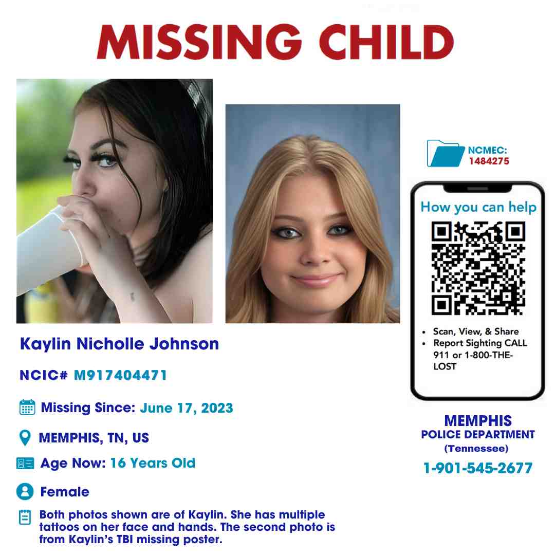 KAYLIN JOHNSON - 16YO MISSING MEMPHIS, TN GIRL - WEST TN poster