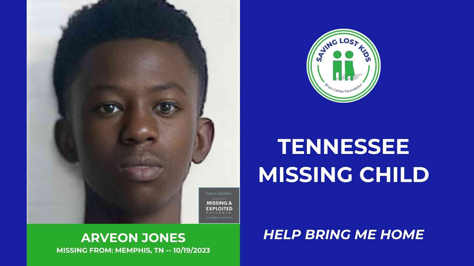 ARVEON JONES - 14YO MISSING MEMPHIS, TN BOY - WEST TN hdr