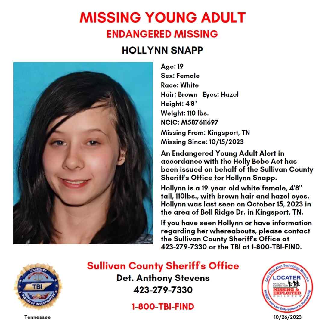 HOLLYNN SNAPP - 19YO MISSING KINGSPORT, TN FEMALE - EAST TN poster