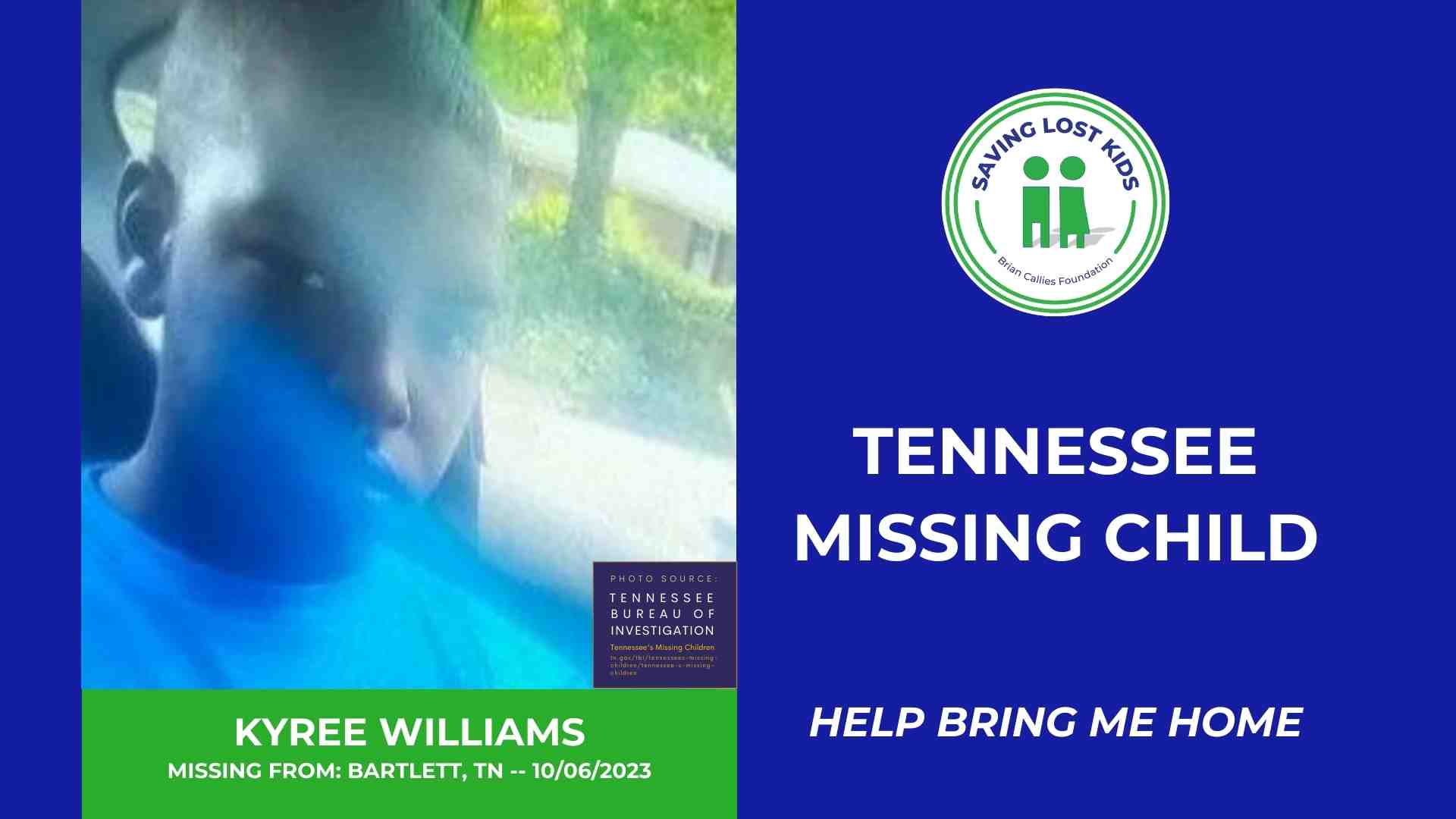 KYREE WILLIAMS - 13YO MISSING BARTLETT, TN BOY - WEST TN hdr