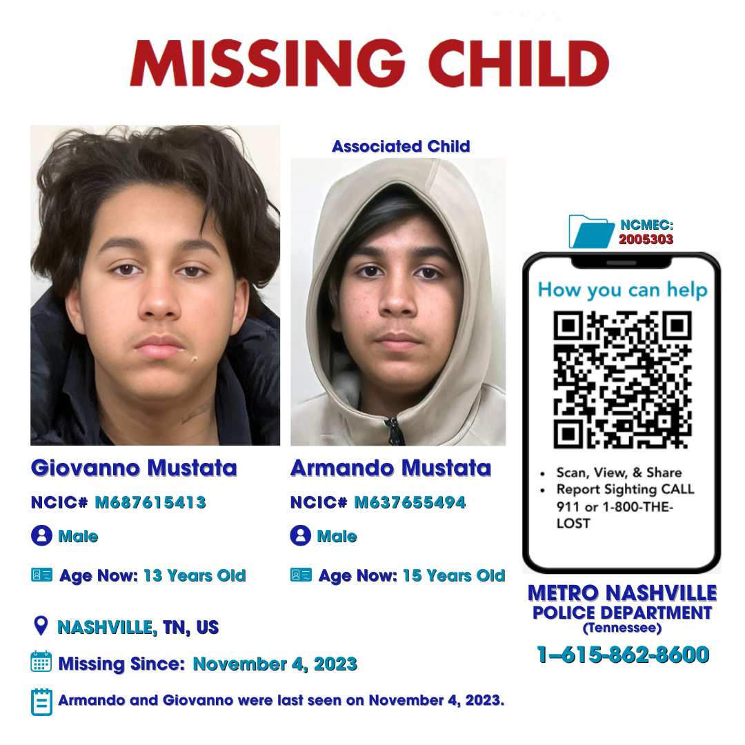 GIOVANNO MUSTATA - 13YO MISSING NASHVILLE, TN BOY - MIDDLE TN poster