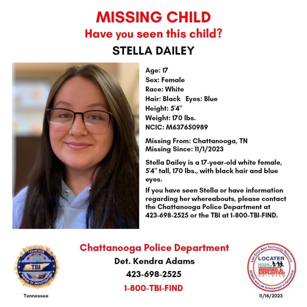 STELLA DAILEY - 17YO MISSING CHATTANOOGA, TN GIRL - EAST TN poster