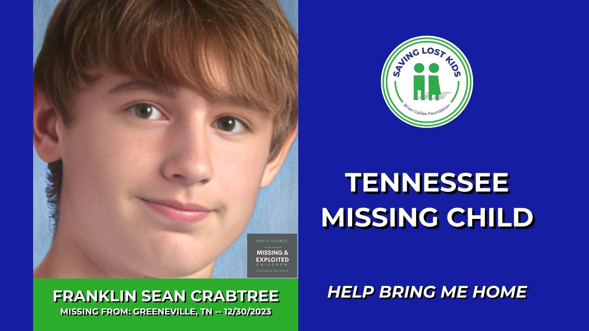 FRANKLIN SEAN CRABTREE 16YO MISSING GREENEVILLE, TN BOY EAST TN